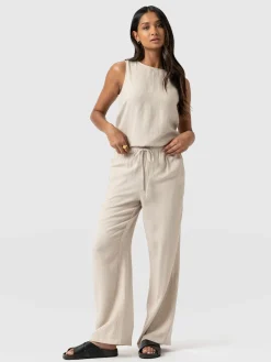 Pants|Saint and Sofia Corinne Linen Pant - Oatmeal