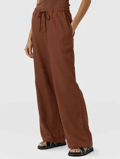 Pants|Saint and Sofia Corinne Linen Pant - Russet Brown
