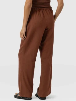 Pants|Saint and Sofia Corinne Linen Pant - Russet Brown