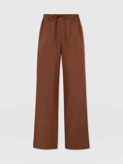 Pants|Saint and Sofia Corinne Linen Pant - Russet Brown