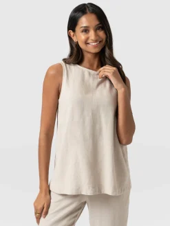 T-shirts & Tanks|Saint and Sofia Corinne Linen Tunic - Oatmeal