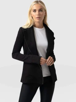 Coats & Jackets|Saint and Sofia Cotton Biker Jacket - Black