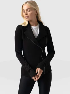 Coats & Jackets|Saint and Sofia Cotton Biker Jacket - Black