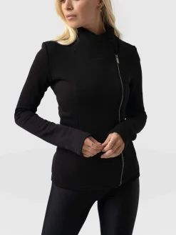 Coats & Jackets|Saint and Sofia Cotton Biker Jacket - Black