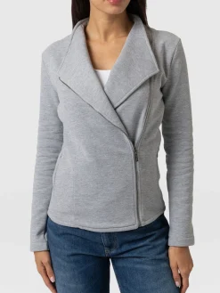 Coats & Jackets|Saint and Sofia Cotton Biker Jacket - Grey