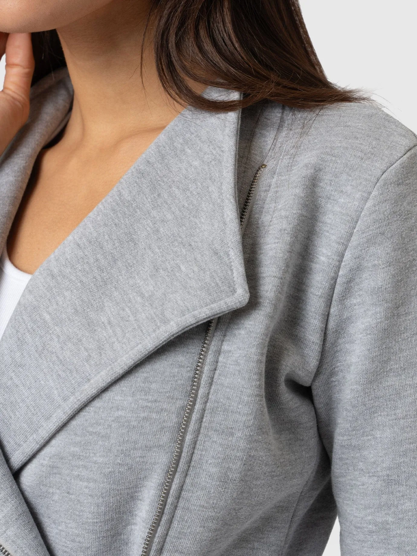 Coats & Jackets|Saint and Sofia Cotton Biker Jacket - Grey