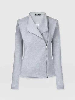 Coats & Jackets|Saint and Sofia Cotton Biker Jacket - Grey