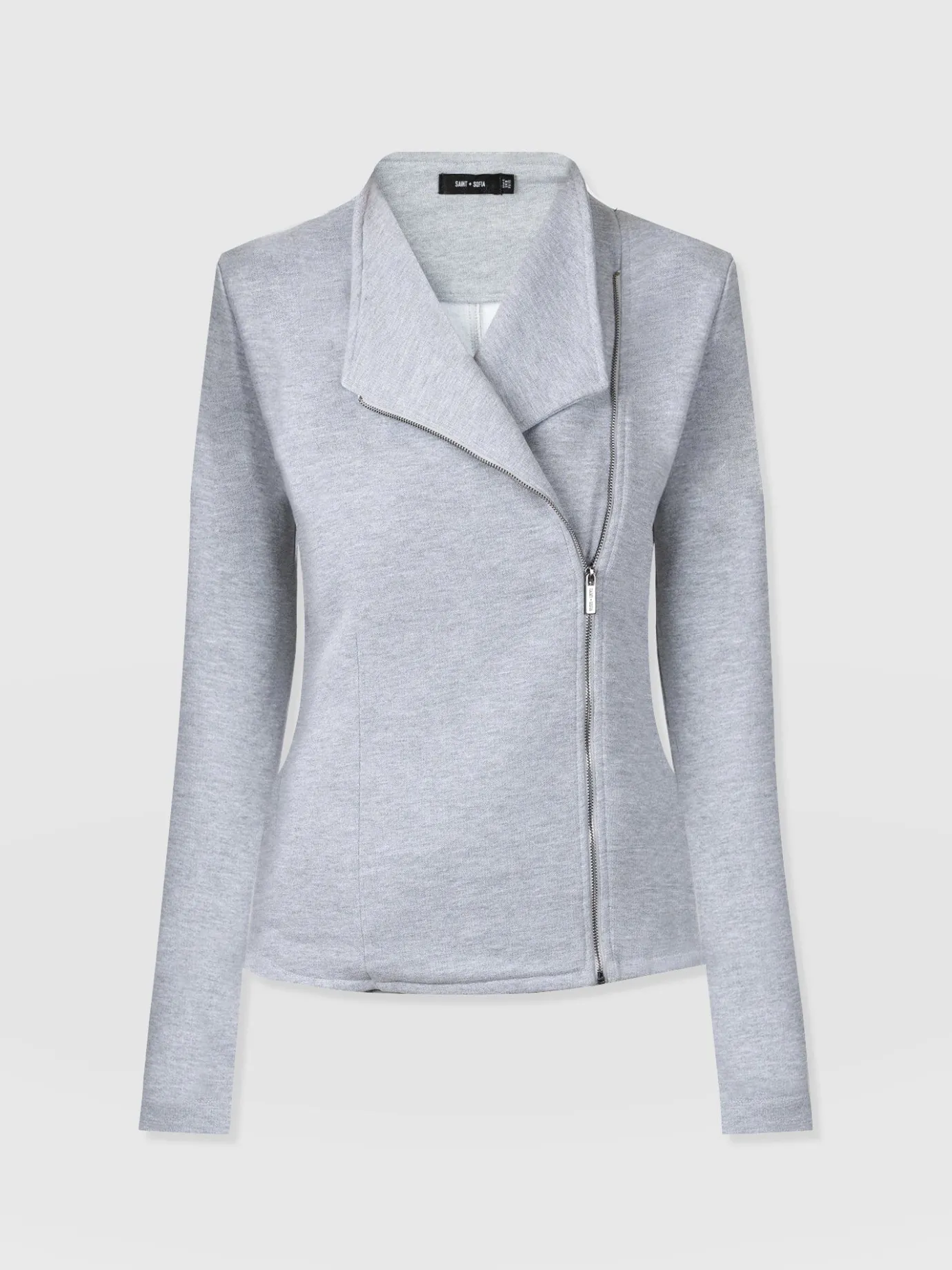 Coats & Jackets|Saint and Sofia Cotton Biker Jacket - Grey