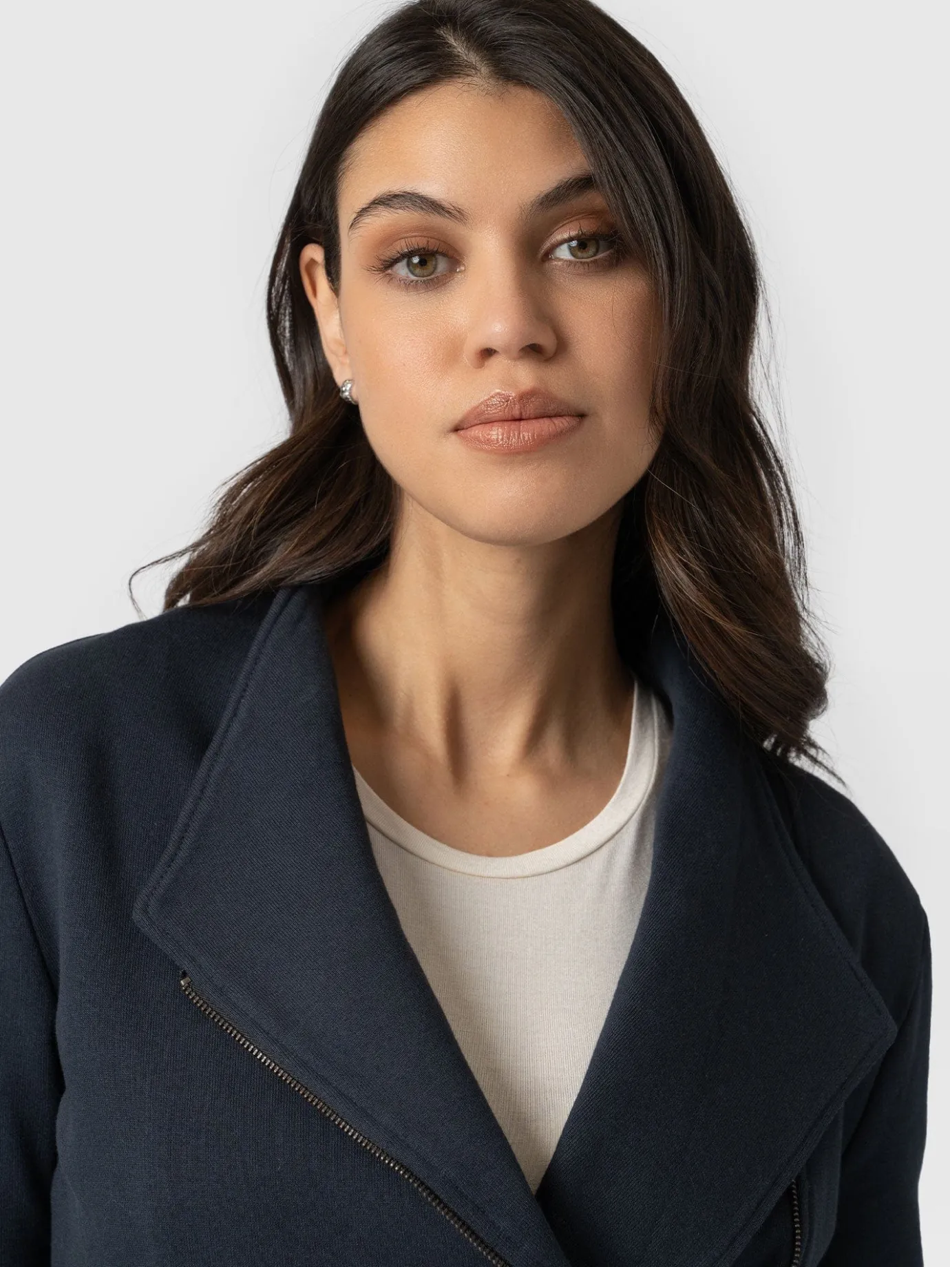 Coats & Jackets|Saint and Sofia Cotton Biker Jacket - Navy