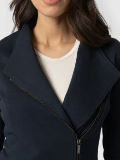 Coats & Jackets|Saint and Sofia Cotton Biker Jacket - Navy