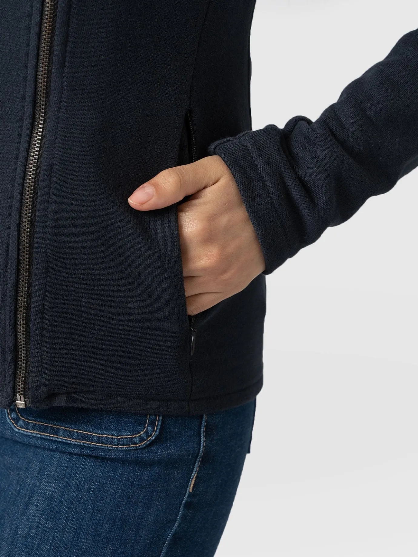 Coats & Jackets|Saint and Sofia Cotton Biker Jacket - Navy