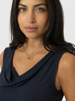 T-shirts & Tanks|Saint and Sofia Cowl Neck Cami - Navy