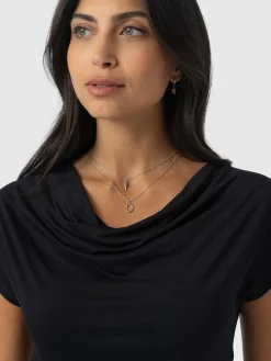 T-shirts & Tanks|Saint and Sofia Cowl Neck Tee - Black