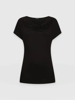 T-shirts & Tanks|Saint and Sofia Cowl Neck Tee - Black
