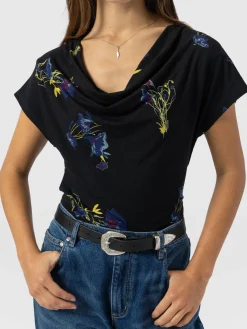 T-shirts & Tanks|Saint and Sofia Cowl Neck Tee - Blue Lily Gardens