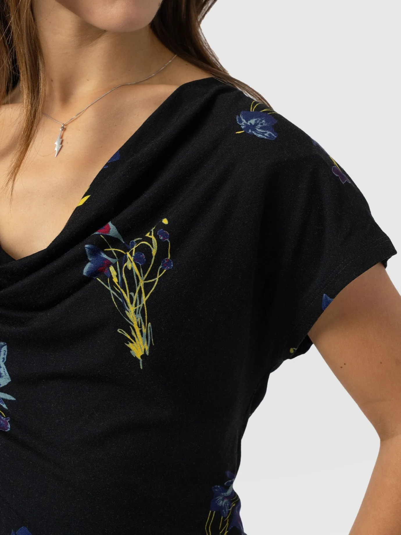 T-shirts & Tanks|Saint and Sofia Cowl Neck Tee - Blue Lily Gardens