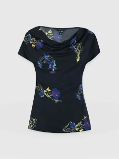 T-shirts & Tanks|Saint and Sofia Cowl Neck Tee - Blue Lily Gardens