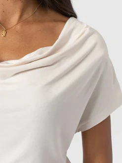 T-shirts & Tanks|Saint and Sofia Cowl Neck Tee - Cream