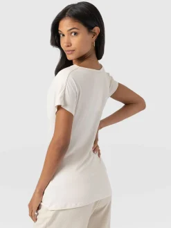T-shirts & Tanks|Saint and Sofia Cowl Neck Tee - Cream