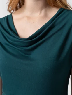 T-shirts & Tanks|Saint and Sofia Cowl Neck Tee - Deep Green