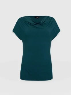 T-shirts & Tanks|Saint and Sofia Cowl Neck Tee - Deep Green