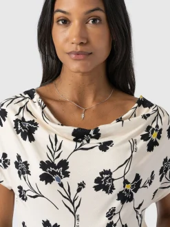 T-shirts & Tanks|Saint and Sofia Cowl Neck Tee - White Spring Floral
