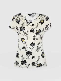 T-shirts & Tanks|Saint and Sofia Cowl Neck Tee - White Spring Floral