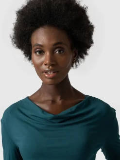 T-shirts & Tanks|Saint and Sofia Cowl Neck Tee Long Sleeve - Deep Green