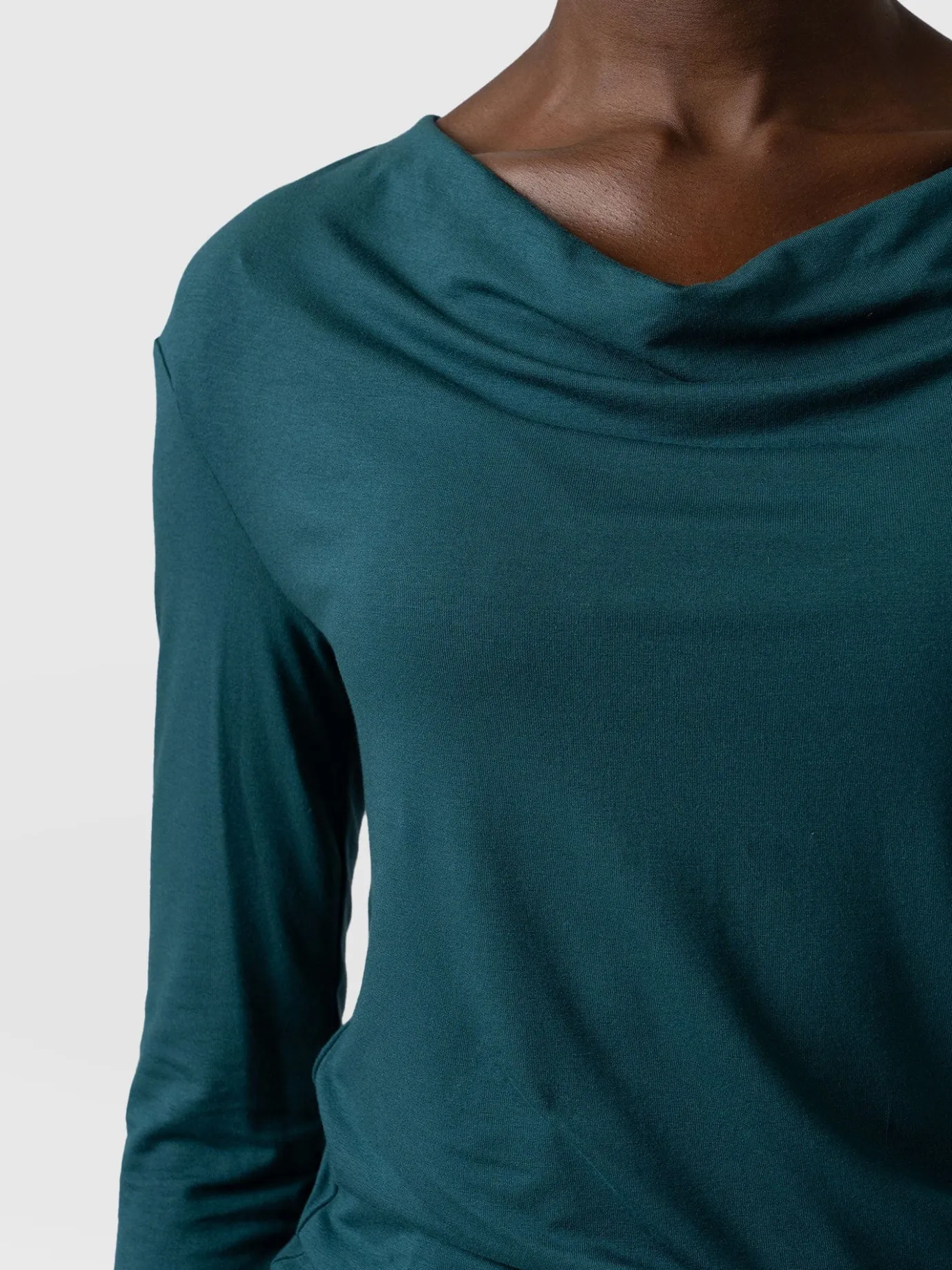 T-shirts & Tanks|Saint and Sofia Cowl Neck Tee Long Sleeve - Deep Green