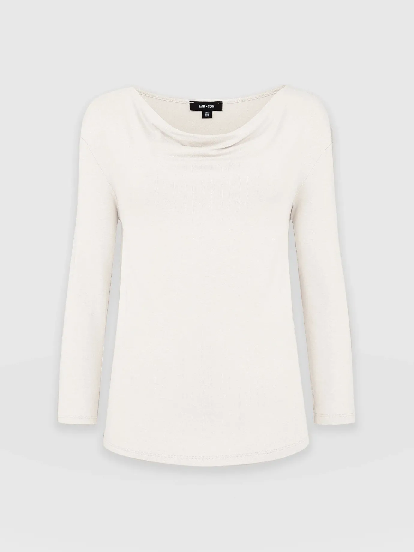 T-shirts & Tanks|Saint and Sofia Cowl Neck Tee Long Sleeve - Cream
