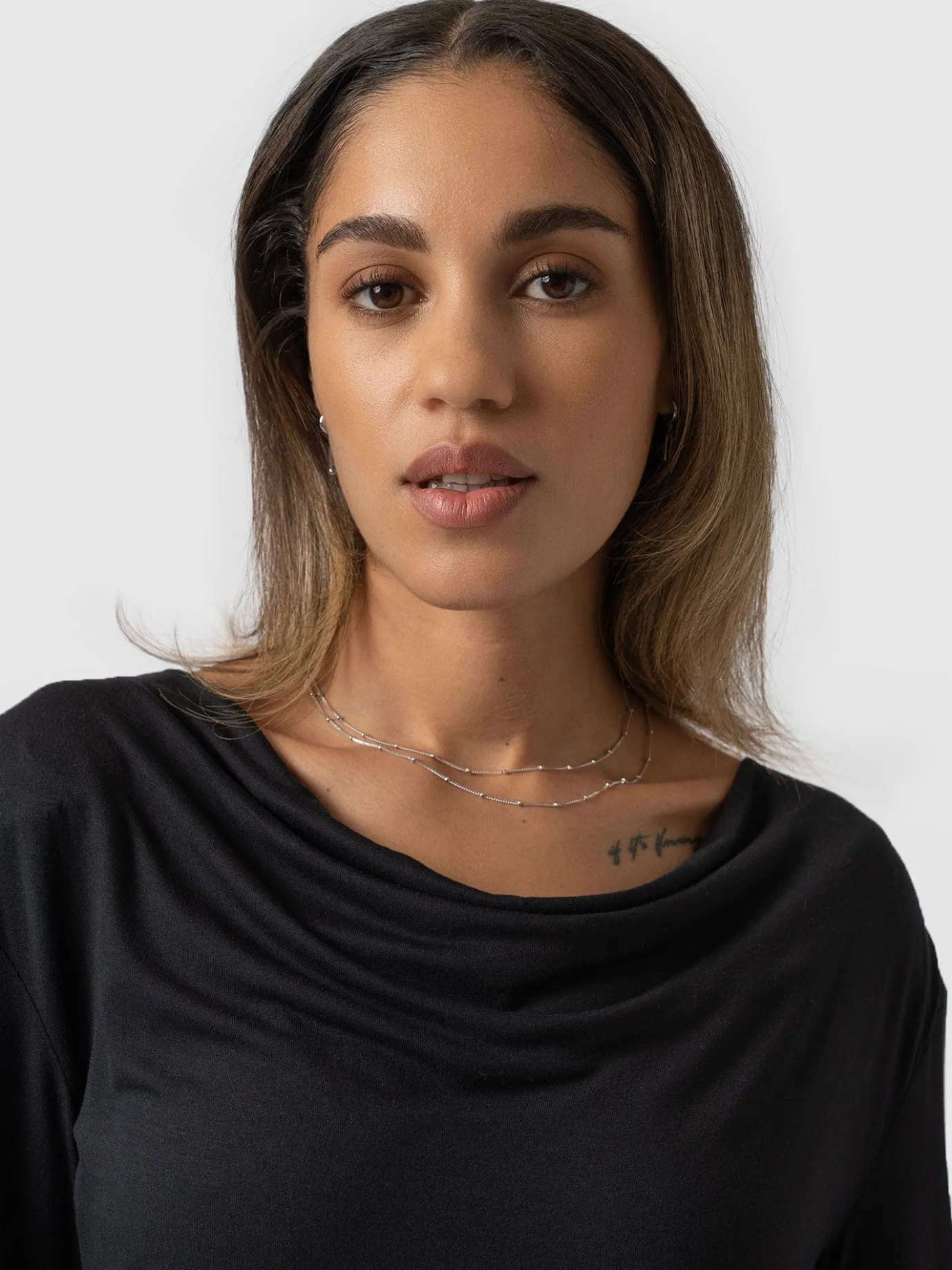 T-shirts & Tanks|Saint and Sofia Cowl Neck Tee Long Sleeve - Black