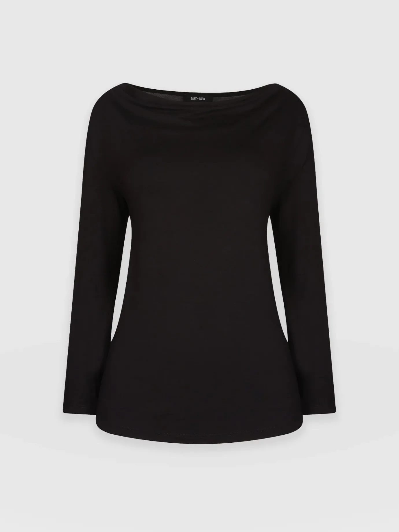 T-shirts & Tanks|Saint and Sofia Cowl Neck Tee Long Sleeve - Black