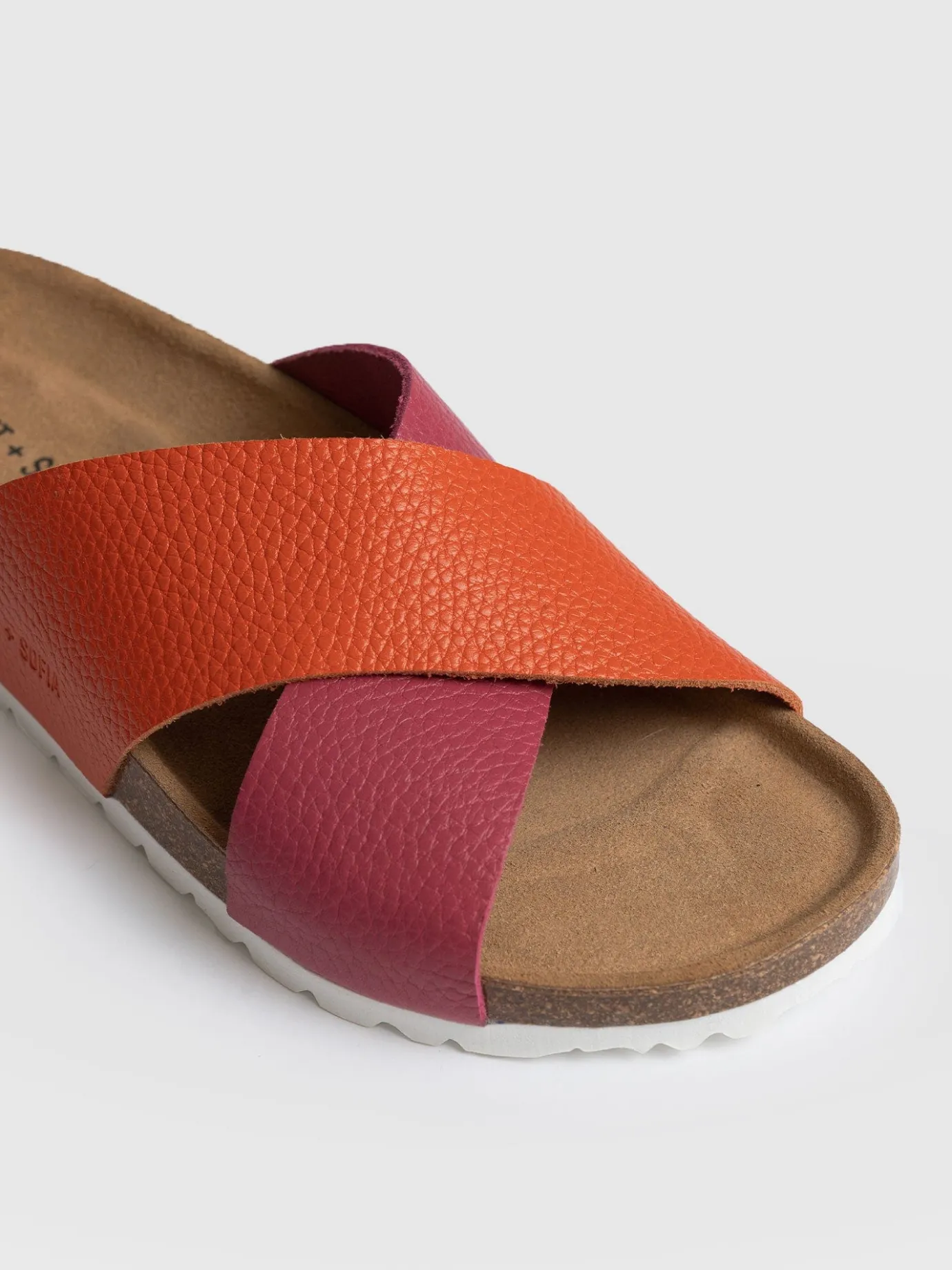Clogs & Slides|Sandals|Saint and Sofia Cross Over Slides - Orange & Pink