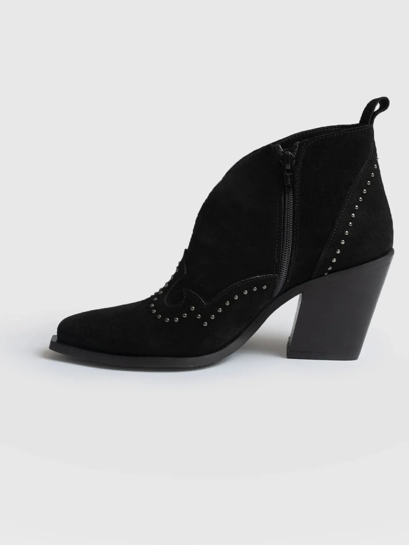 Boots|Leather|Saint and Sofia Dallas Studded Ankle Boot - Black