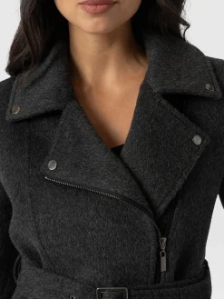 Coats & Jackets|Saint and Sofia Daltrey Biker Coat - Charcoal