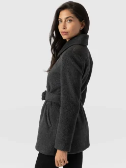 Coats & Jackets|Saint and Sofia Daltrey Biker Coat - Charcoal