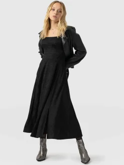 Dresses|Saint and Sofia Darcey Flared Dress - Black Jacquard