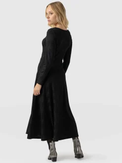 Dresses|Saint and Sofia Darcey Flared Dress - Black Jacquard