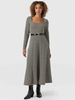 Dresses|Saint and Sofia Darcey Flared Dress - Cream Lurex
