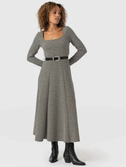 Dresses|Saint and Sofia Darcey Flared Dress - Cream Lurex