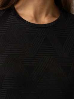 T-shirts & Tanks|Saint and Sofia Darcey Long Sleeve Tee - Black Jacquard