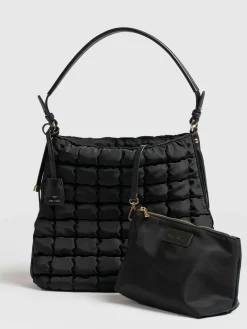 Cross Body Bags|Tote Bags|Saint and Sofia Darcey Puff Tote Bag - Black