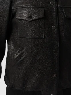Coats & Jackets|Leather|Saint and Sofia Delphi Leather Bomber Jacket - Black