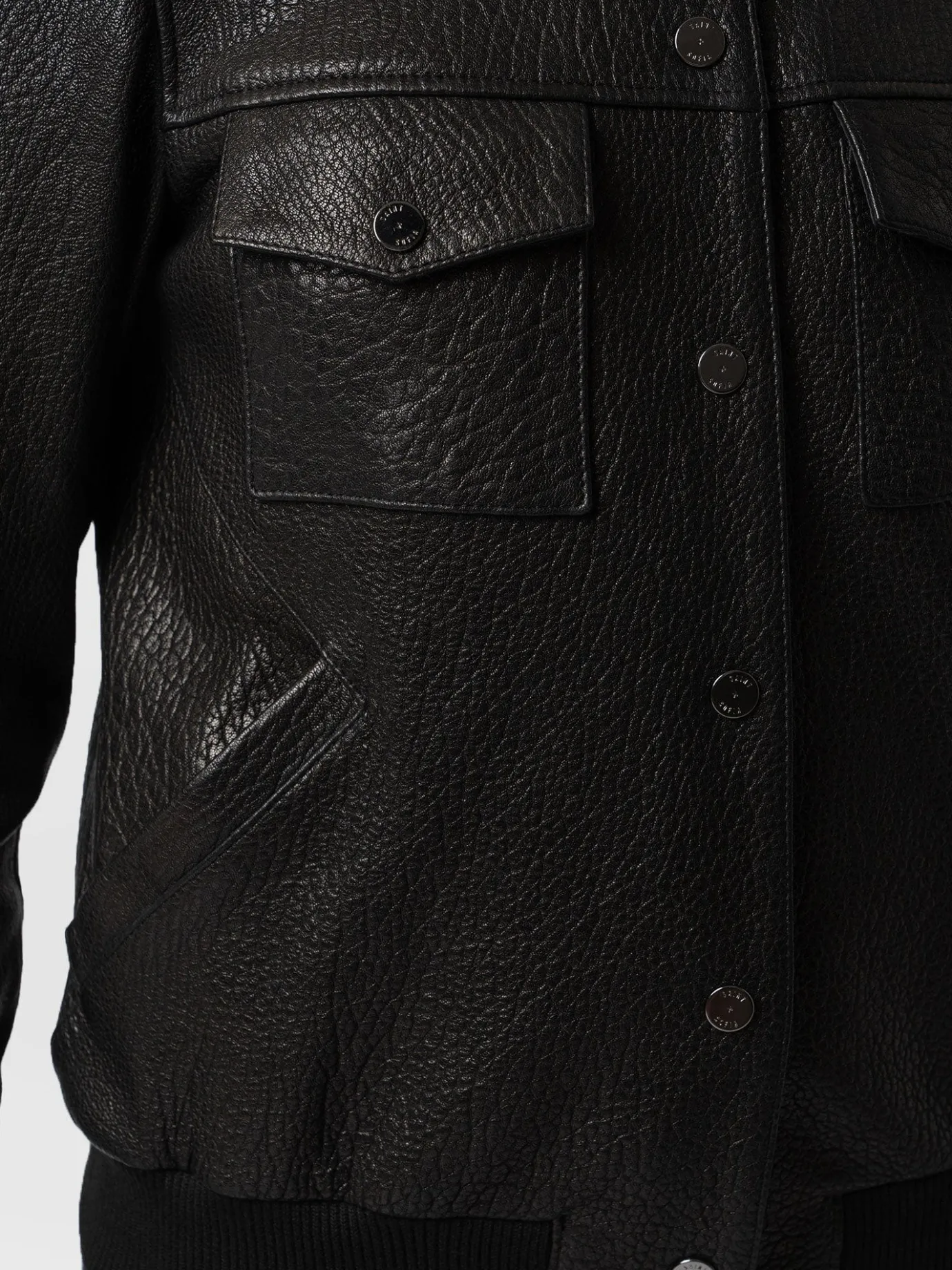 Coats & Jackets|Leather|Saint and Sofia Delphi Leather Bomber Jacket - Black