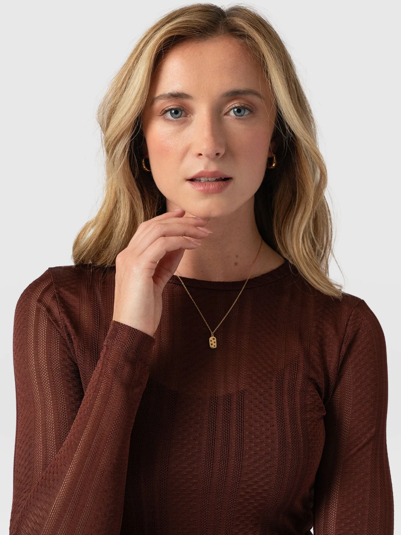 T-shirts & Tanks|Saint and Sofia Demi Lace Long Sleeve Tee - Maroon