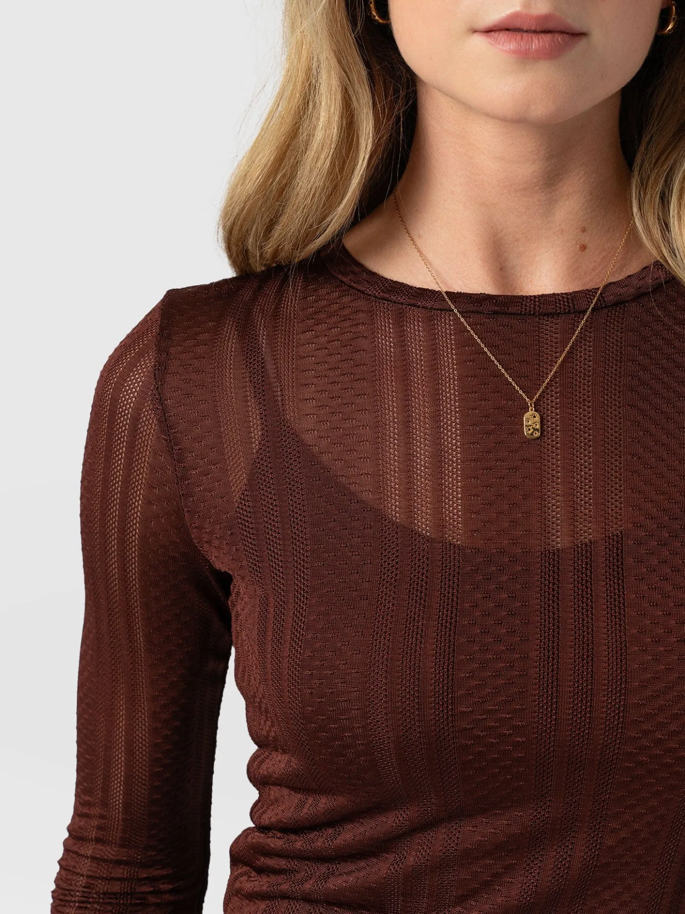 T-shirts & Tanks|Saint and Sofia Demi Lace Long Sleeve Tee - Maroon