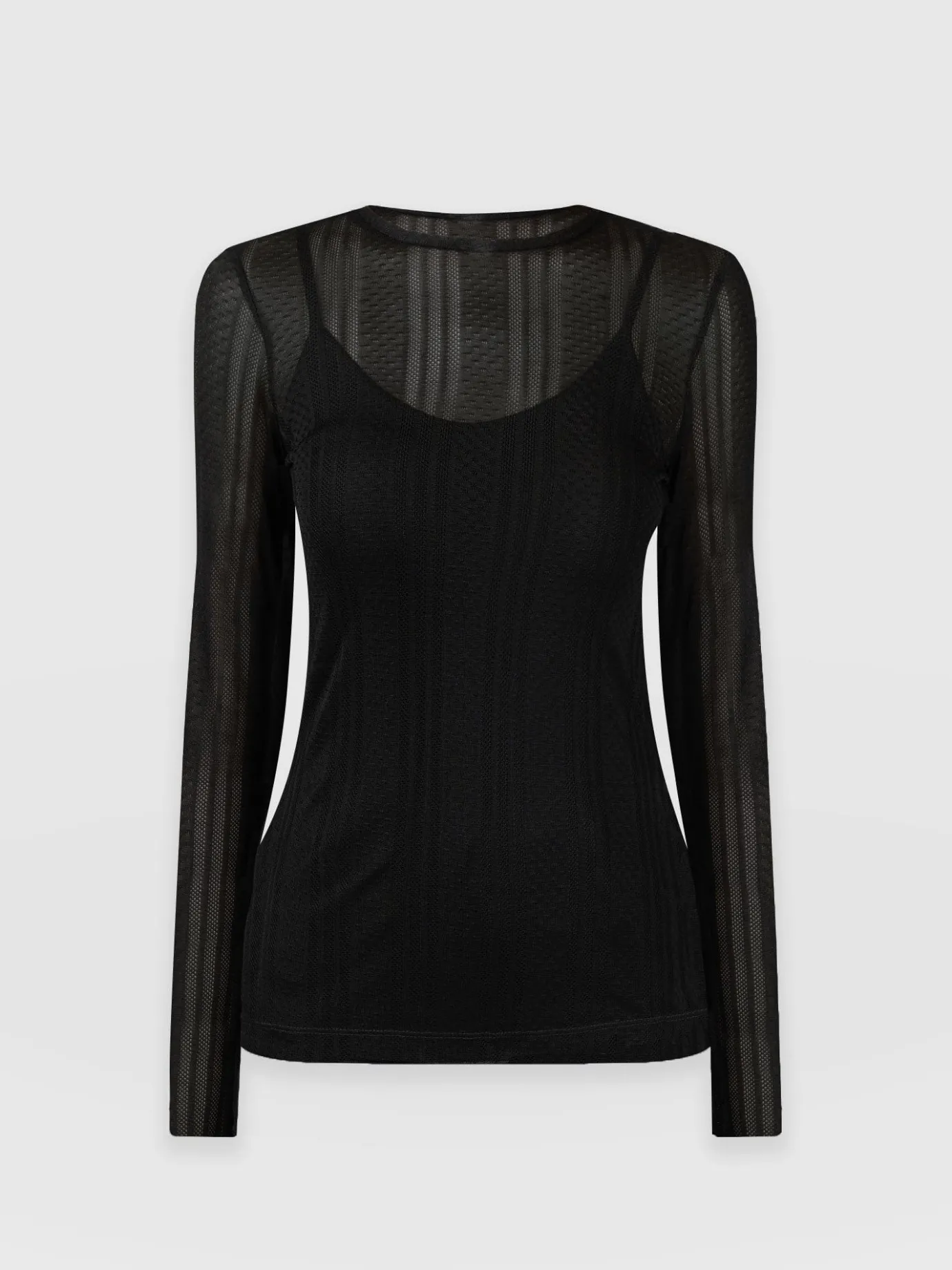 T-shirts & Tanks|Saint and Sofia Demi Lace Long Sleeve Tee - Black