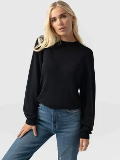 Knitwear|Sweaters|Saint and Sofia Diamond Knit Sweater - Black