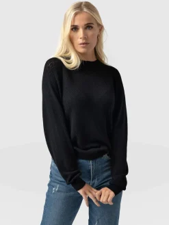 Knitwear|Sweaters|Saint and Sofia Diamond Knit Sweater - Black