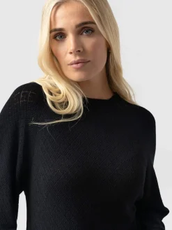 Knitwear|Sweaters|Saint and Sofia Diamond Knit Sweater - Black